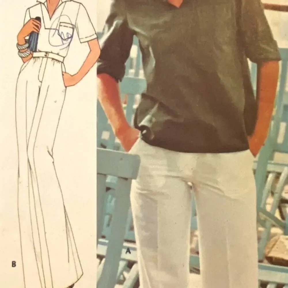Vtg McCalls 4536 Top Pant Pattern 8 Miss Long 70s Wide Leg Casual Comfort